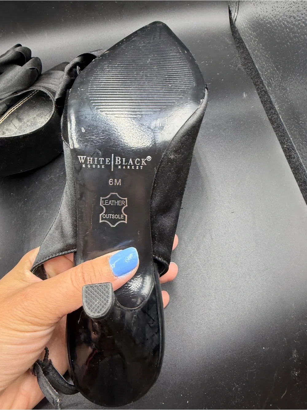 White House black market Elegant Black Satin Slingback Heels with Rosette